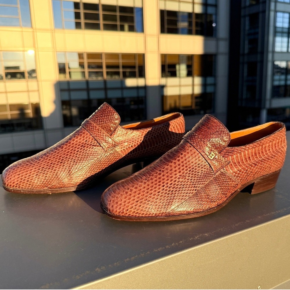 SP Bootery Handmade Reptile Python Snakeskin Animal Print  Slip-On Loafers 10.5